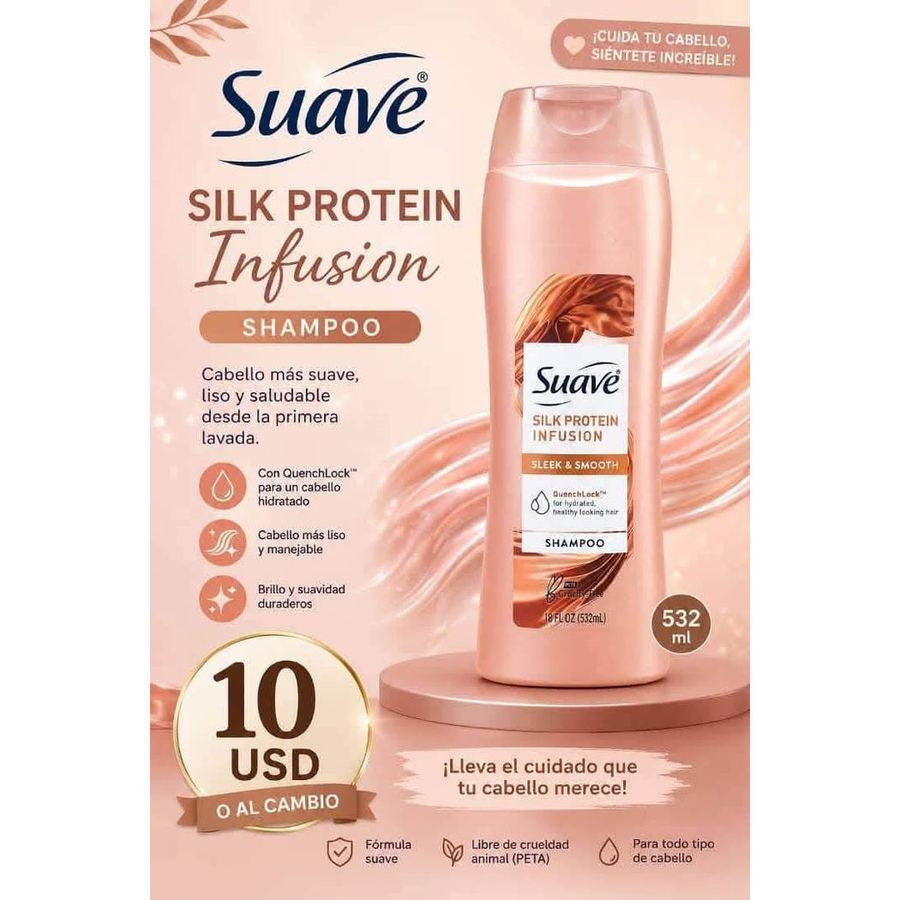 Champú Suave Silk Protein 532 ml