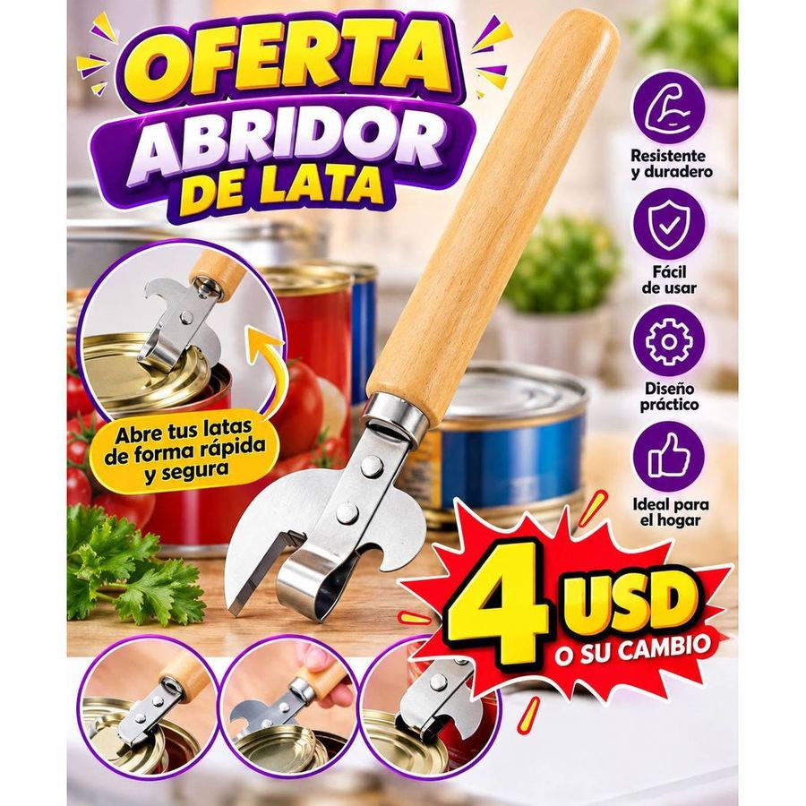 Abrelatas mango de madera