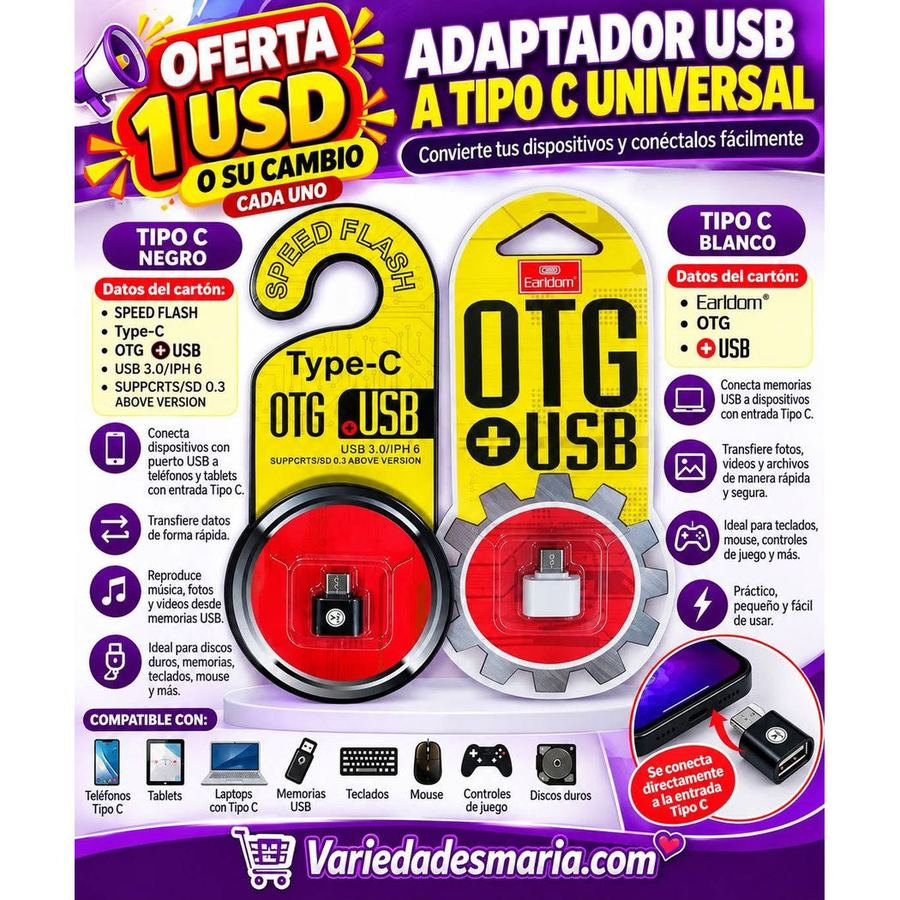 Adaptador USB a tipo C