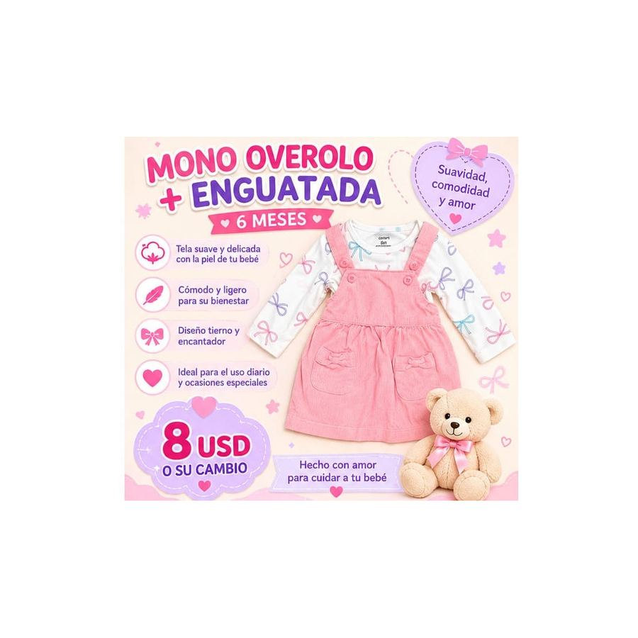 Mono overol y enguayada, 6 meses