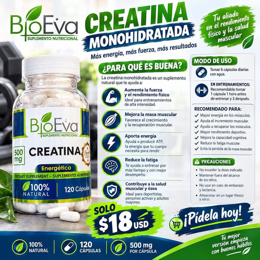 CREATINA — Frasco 120 cápsulas / 500 mg