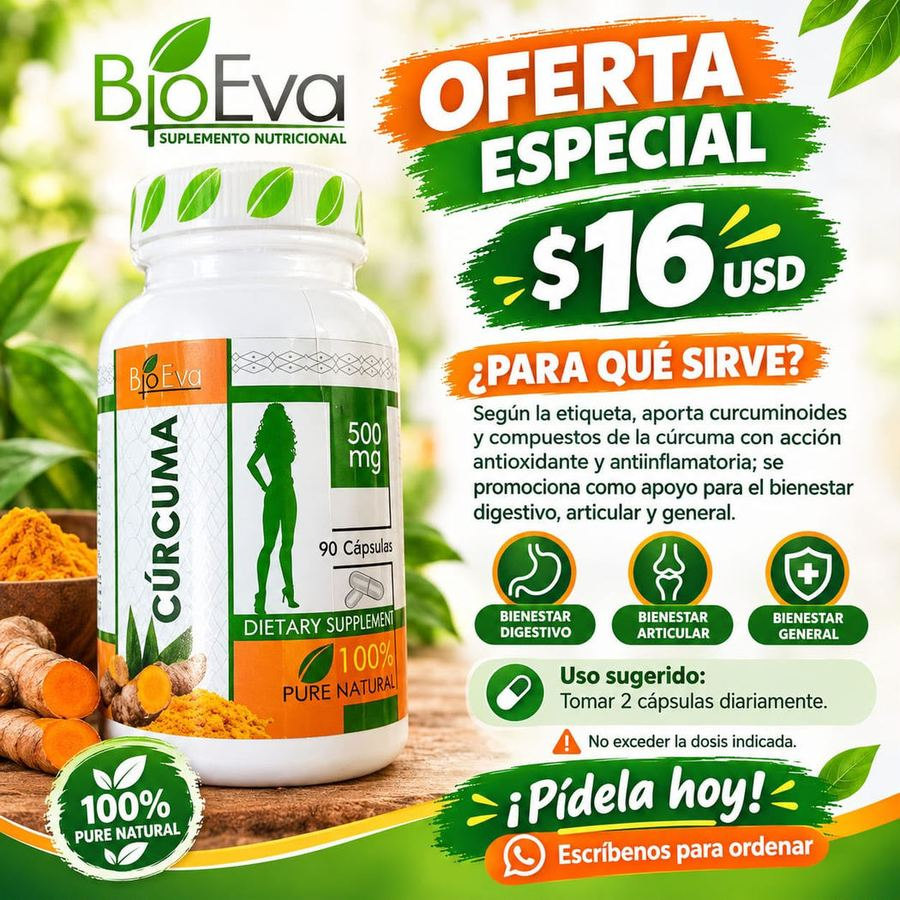 CÚRCUMA BioEva — 90 cápsulas / 500 mg