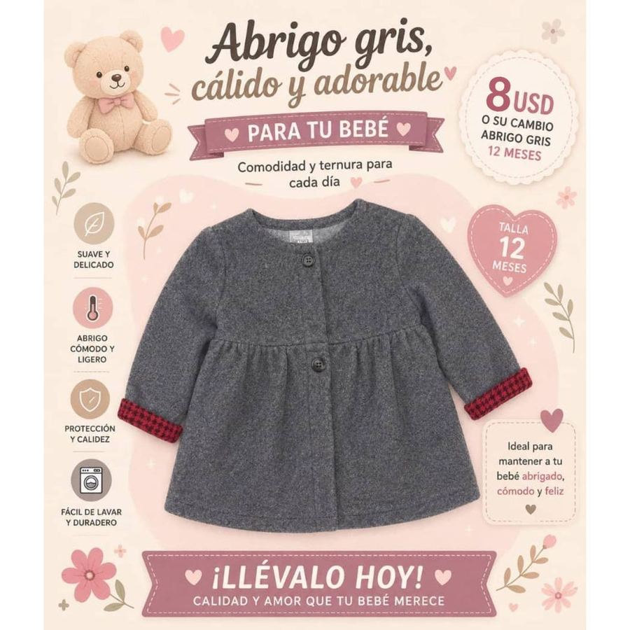 Abrigo gris bebé 12 meses