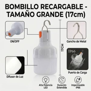 BOMBILLO GRANDE 17cm (recargable)