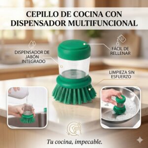 CEPILLO MULTIFUNCIONAL CON DISPENSADOR DE JABON