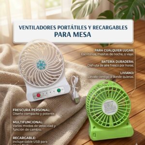 MINI VENTILADOR PORTATIL DE MESA (recargable)