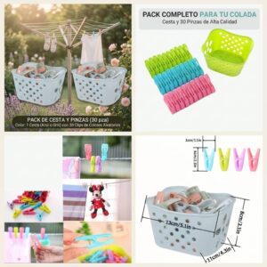 PACK DE CESTA Y PINZAS (30 PIEZAS)